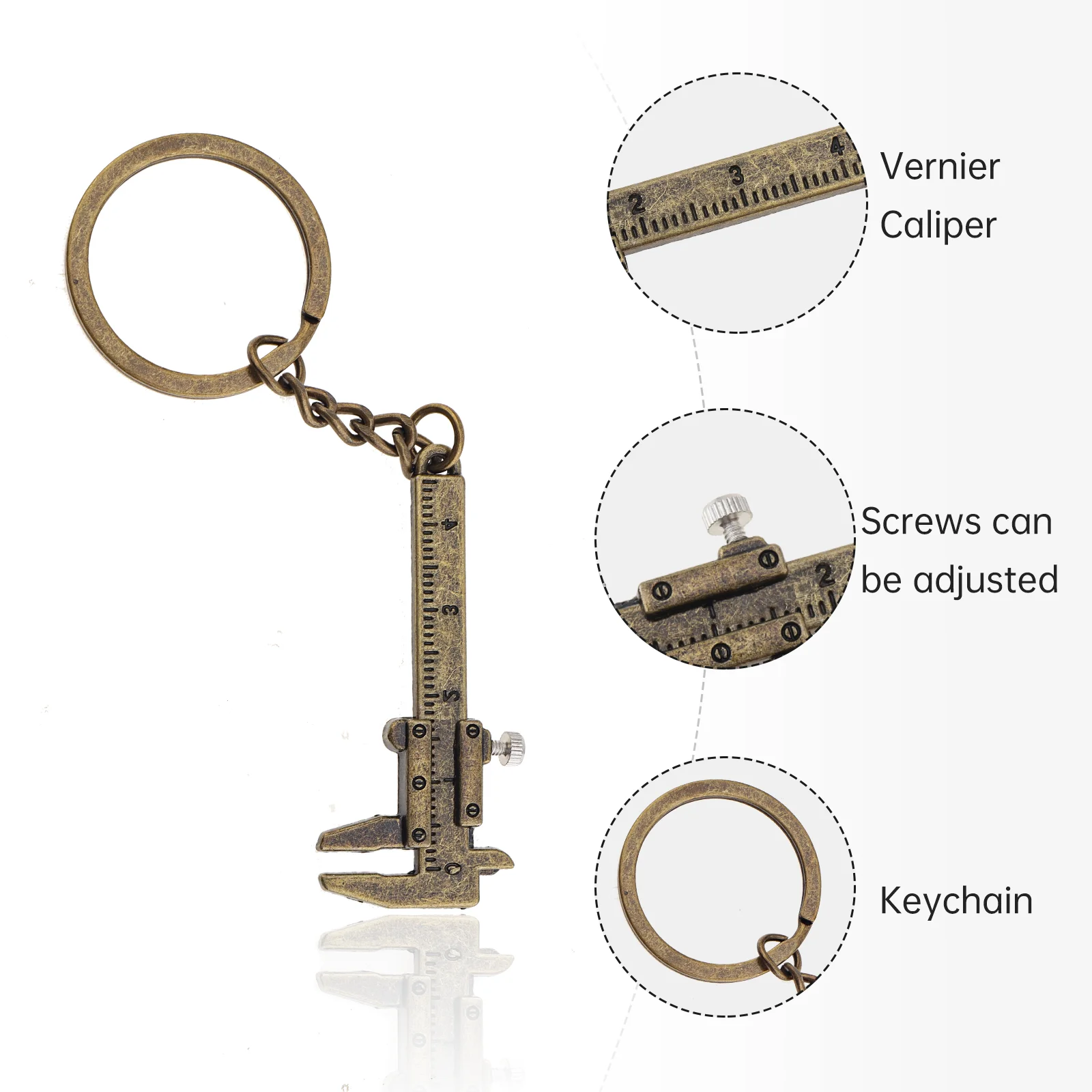 0-40 Mm/Di Động Mini Hợp Kim Kẽm Vernier Caliper Với Dây Chuyền Móc Khóa Và 1 Mm Độ Chính Xác Đo Lường