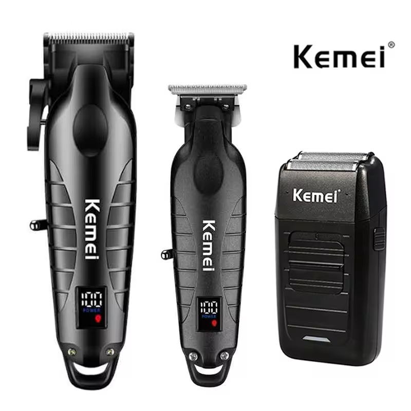 Kit de máquina de cortar cabelo Kemei para homens, barbeador elétrico, aparador de cabelo, máquina de corte profissional, KM-2290, KM-2293, KM-1102