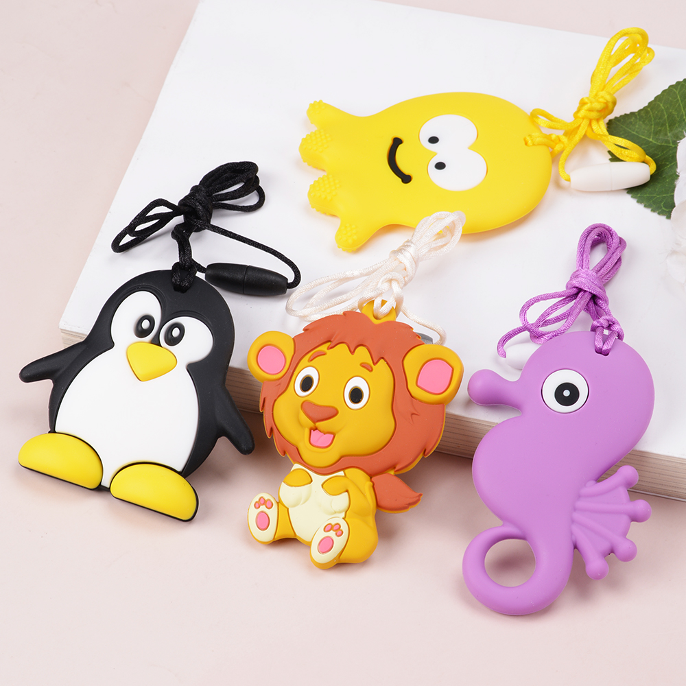 เด็ก Chew สร้อยคอเด็กซิลิโคน Teether Sensory Chewy จี้ Oral มอเตอร์ของเล่นเครื่องมือบําบัดสําหรับออทิสติก ADHD เด็กสินค้า
