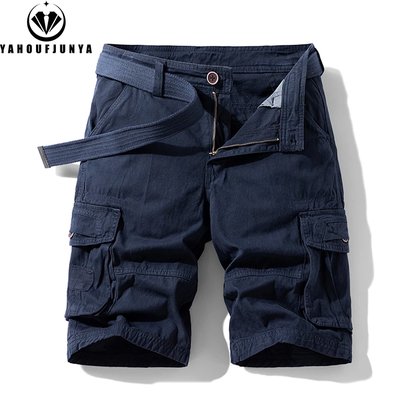 Nuevos hombres verano ocio al aire libre botones estilo Cargo pantalones cortos hombres sólido recto algodón cómodo diseño de moda pantalones cortos hombre