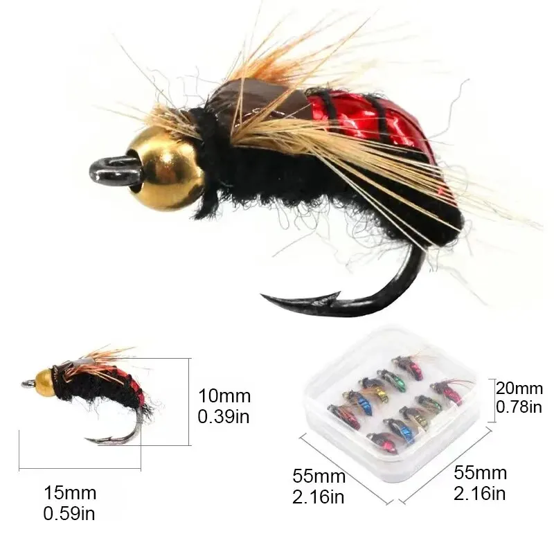 5/10pcs แมลงประดิษฐ์เหยื่อตกปลา,Fast Sinking ทองเหลืองหัวลูกปัด Scud Fly หนอนปลาเทราท์เหยื่อตกปลา