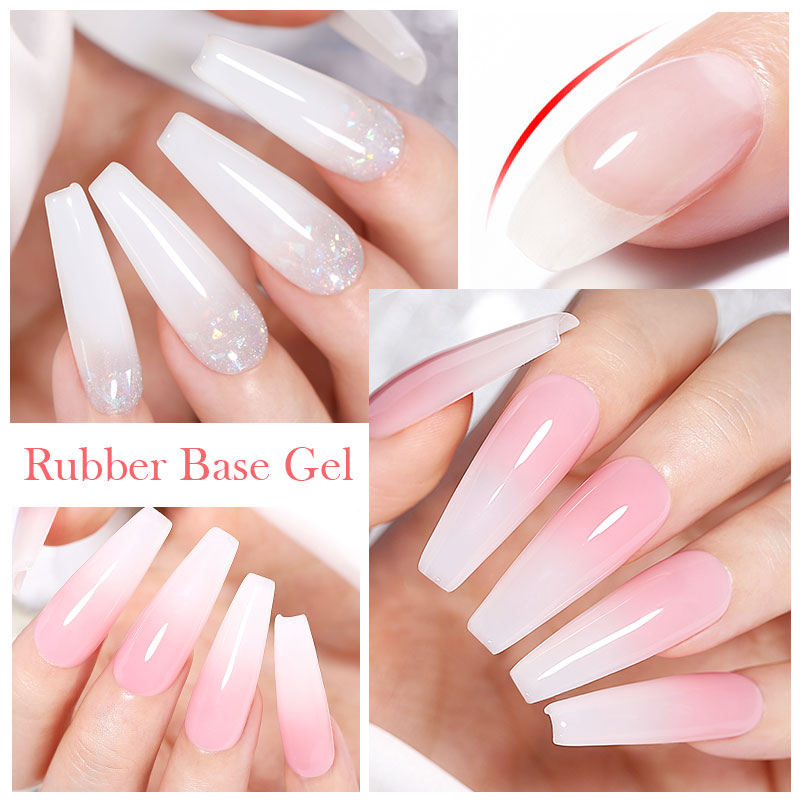 BORN PRETTY Mleczny różowy żel bazowy do paznokci Brokat 15ml Półtrwały lakier Soak Off Samopoziomujący żel UV LED
