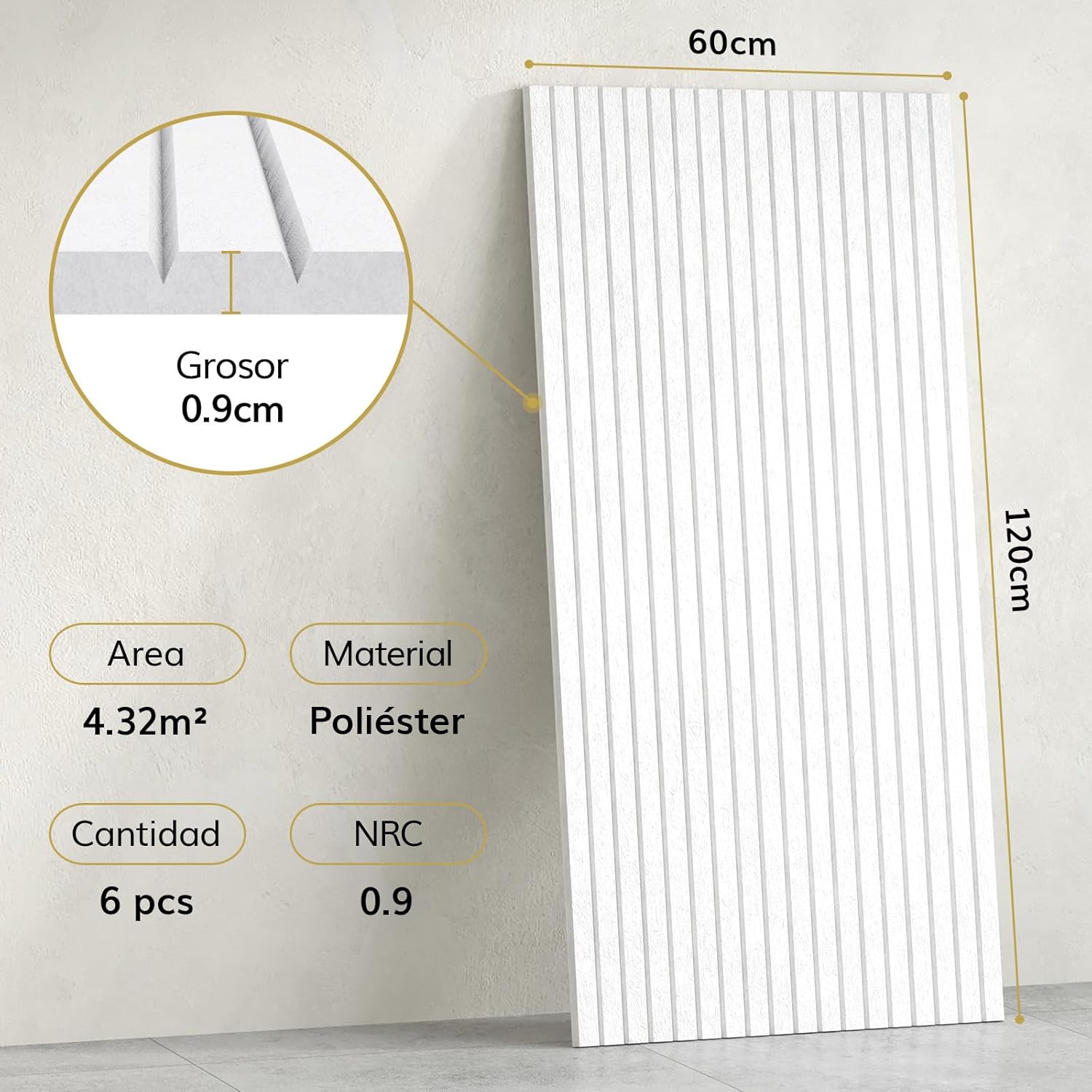 Paquetes Paneles Acusticos Grande, 120x60x0,9cm Paneles Insonorización Pared, Aislante Acustico Autoadhesivo, Panel Deco