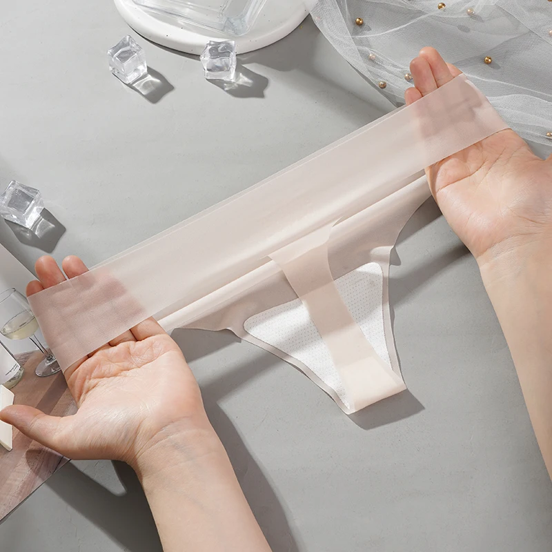 โปร่งใสกางเกงผู้หญิง Ultra-thin Sense เซ็กซี่หญิงไม่มีรอยต่อ Low-RISE สีทึบ T-กางเกง Quick Drying ชุดชั้นใน