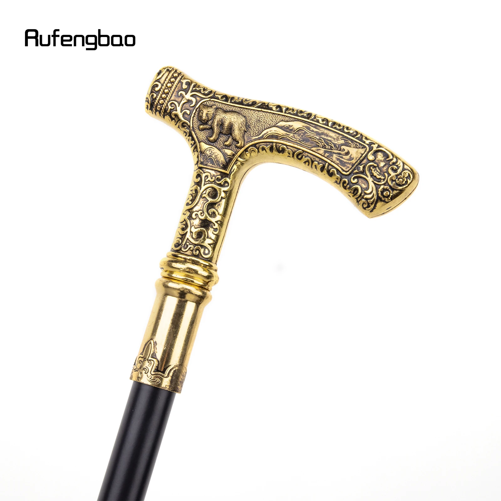หรูหราทอง Bear Handle เดิน Cane ตกแต่งแฟชั่นเดิน Stick สุภาพบุรุษ Elegant คอสเพลย์ Cane ลูกบิด Crosier 90ซม.