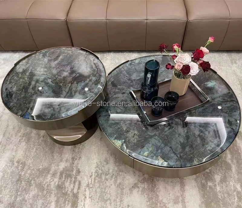 Juego de mesa de centro de granito Azul zafiro elegante, muebles de lujo para sala de estar