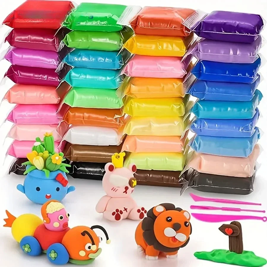 36-kleuren klei Luchtgedroogde kleiset Ultralichte plastic klei met snijgereedschap DIY ambachten Geschenken Kinderen Niet-giftig Boetseerplezier