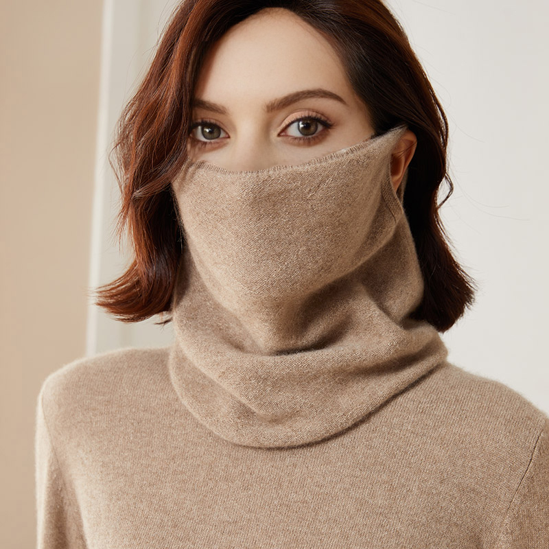 100% lã merio pescoço mais quente feminino inverno quente moda oco para fora capa tubo cachecol orelha máscara facial colar falso outono bandana
