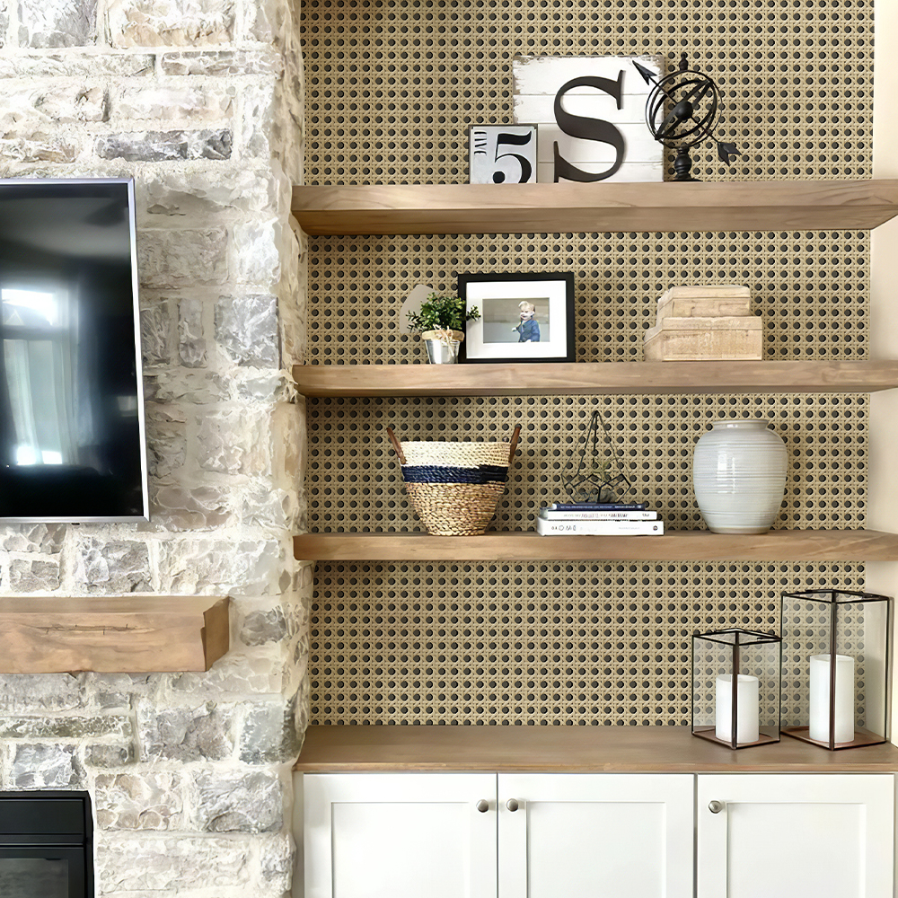 Papel tapiz autoadhesivo de mimbre 3d para decoración del hogar, vinilo a cuadros, pegatina de armario, pelar y pegar, muebles