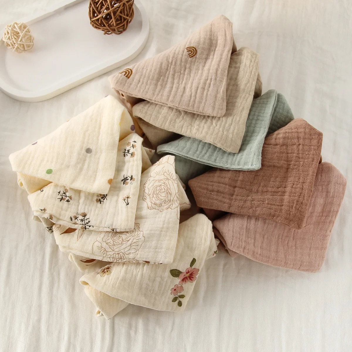 Toallita de algodón para bebé, paño para eructar para recién nacido, toallas cuadradas de algodón puro de 6 capas, gasa absorbente suave, toallas de algodón para bebé, 5 uds.
