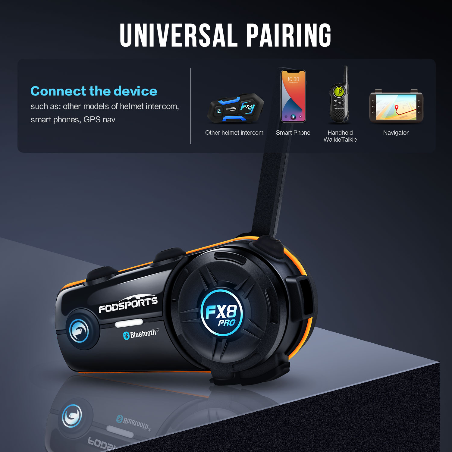 Fodsports FX8 Pro Intercom Motorcycle Helmet Headsets 8 Riders Dual Bluetooth Intercomunicador Moto Music Share Interphone