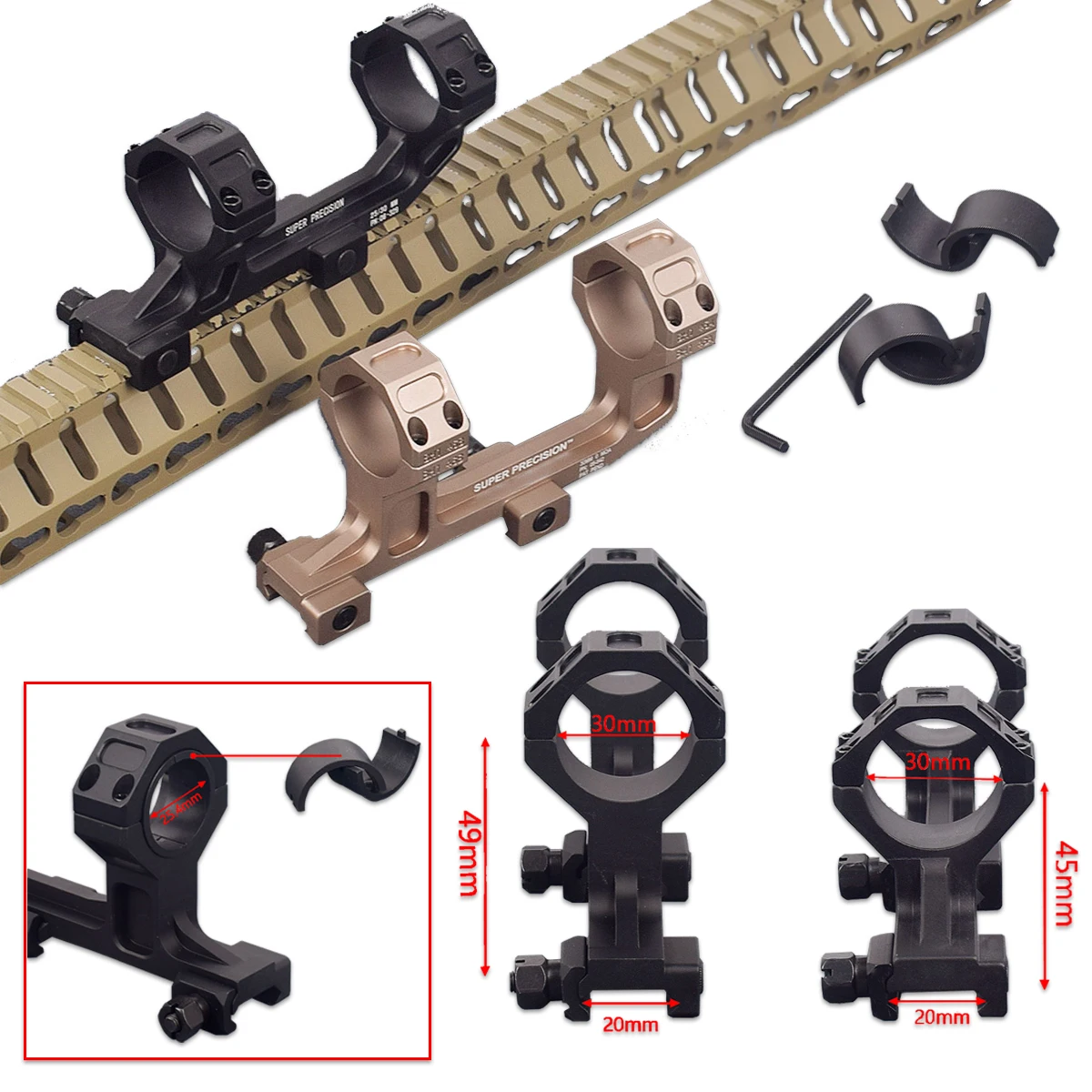 ROF-90/45 RMR Red Dot Sight Raiser Mount For GEISSELE SUPER PRECISION 25.4/30mm Ring Scope Mount Rifle AR15 M4 M16