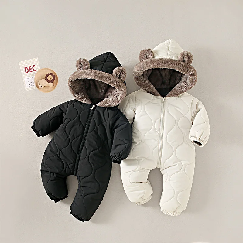 KLFLGD0-3 años de edad, ropa de invierno para bebé al aire libre, forro de piel, mono cálido para niño niña y niño, mono de terciopelo con dibujos animados para bebé