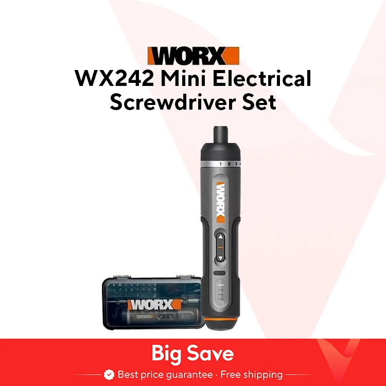 Worx-Mini juego de destornilladores eléctricos inalámbricos inteligentes, herramientas de taladro de mano recargables por USB, WX242, WX241, WX240, 4V