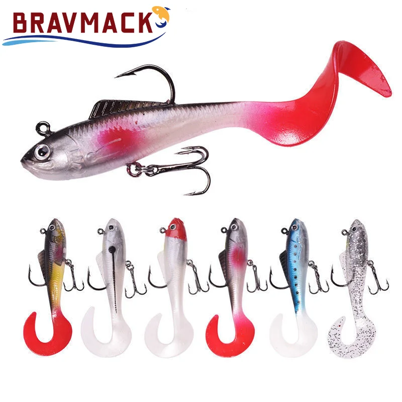 6 pezzi Swim Tail esca da pesca Jig Wobblers esche morbide esca artificiale in silicone spigola carpa cucchiaio esca da pesca