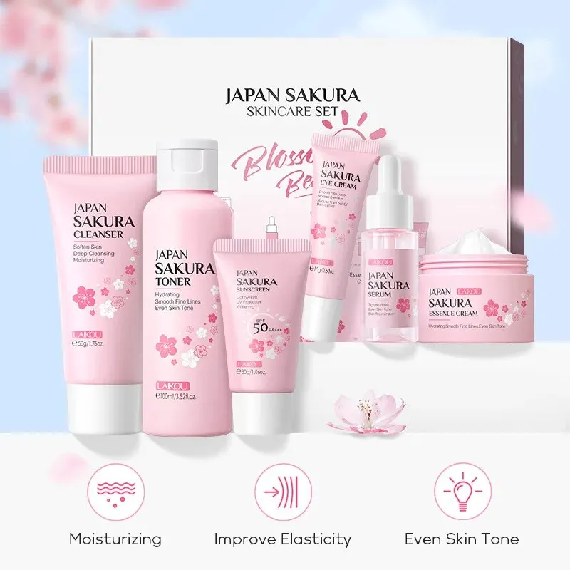 Sakura-スキンケアキット,クリーナー,トナー,セラム,アイクリーム,エッセンス,サンスクリーン,美容ギフト,日本
