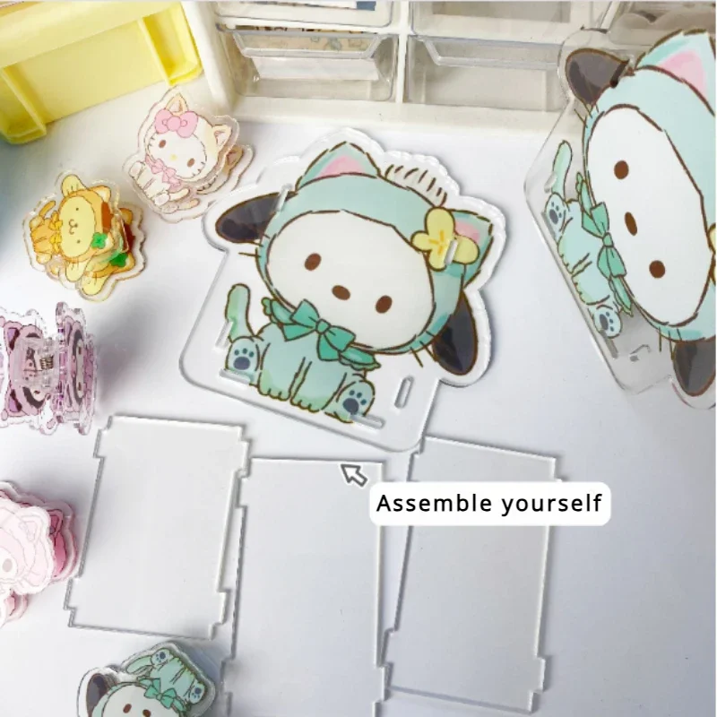 Simpatico portapenne in acrilico Sanrio, trasparente, multifunzionale, per desktop, per bambini, scatola portaoggetti per cancelleria di grande capacità