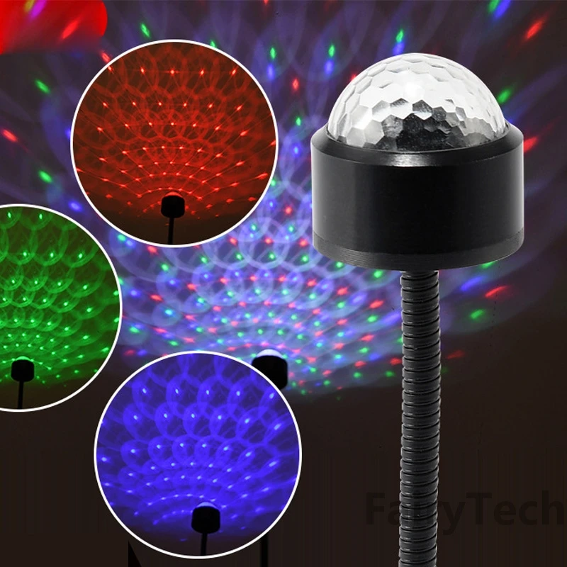 Oświetlenie DJ Sound Party Auto USB Mini Disco Ball Lights RGB Multi Color Car Atmosphere Room Decorations Lamp Magic Strobe Light