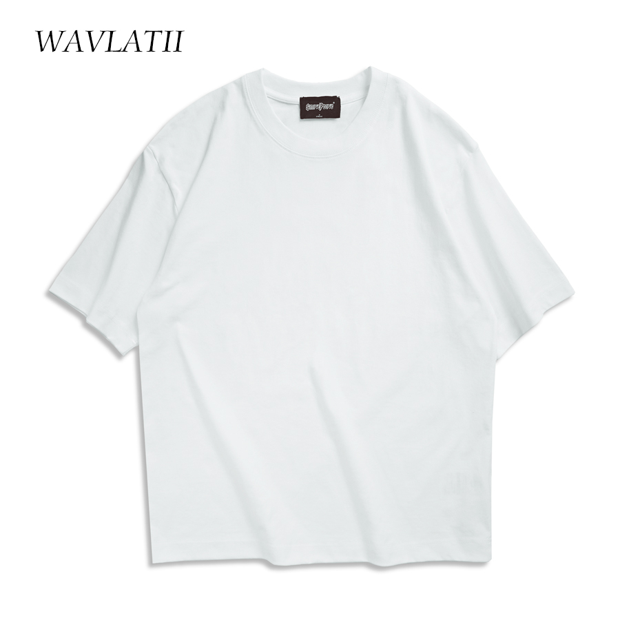 WAVLATII Oversized Summer T shirts for Women Men Brown Casual Female Korean Streetwear Tees Unisex Basic Solid Young Cool Tops