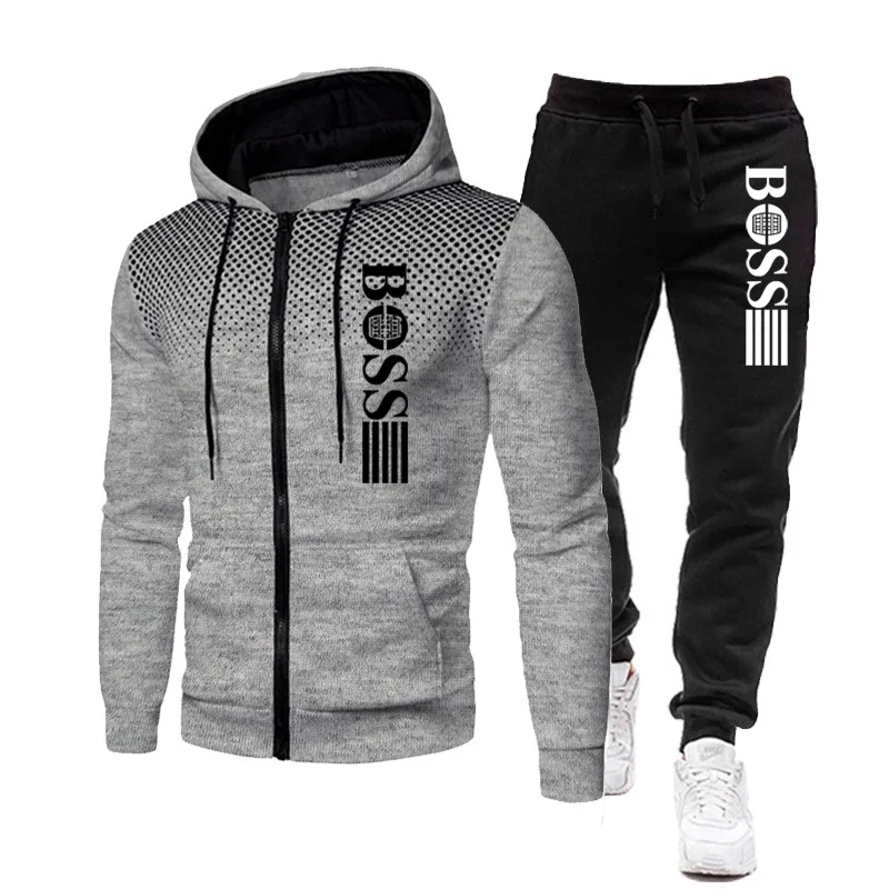 2025, neues Herren-Hoodie mit Reißverschluss und Freizeithose, Set für Herbst- und Wintermode, Fitness und warme Sportbekleidung, zweiteiliges Set
