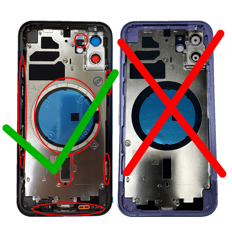 Back Housing Cover For iPhone 12 Back Battery Door Rear Glass with Middle Frame SIM Tray Side Key Replacement CE Parts