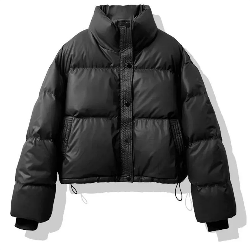 Chaqueta acolchada de algodón desechable de cuero PU para mujer, Parkas cortas de invierno, abrigo grueso de pan, abrigo acolchado de algodón pequeño y cálido, novedad de 2024