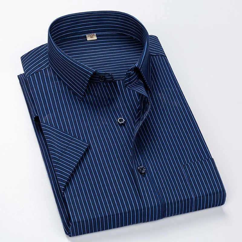 2022 Cộng Với Kích Thước 8xL 7XL 6XL Của Nam Giới Kinh Doanh Ngắn Tay Áo Fomal Áo Sơ Mi Người Đàn Ông Sọc Mùa Hè Làm Việc Ăn Mặc Áo Sơ Mi Mềm Mại trắng