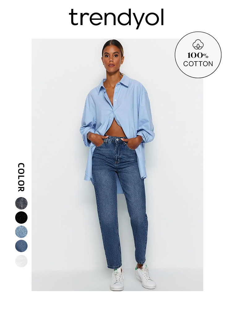 Trendyol TYZA Damskie 100% bawełniane dżinsy z wysokim stanem New Spring Autumn Skinny Fit, wielokolorowe spodnie Casualowe spodnie