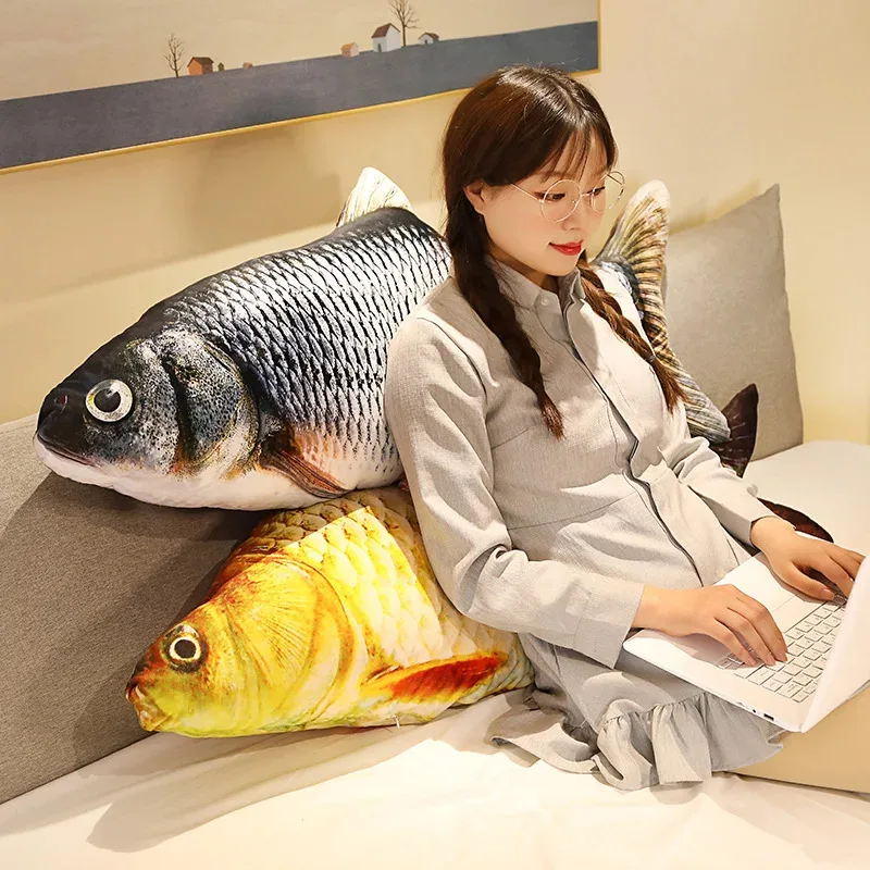3D Simulation Goldfish Plush Pillow - 40/60cm Realistic Carp Stuffed Animal, Soft Sofa Cushion & Kids Toy Gift