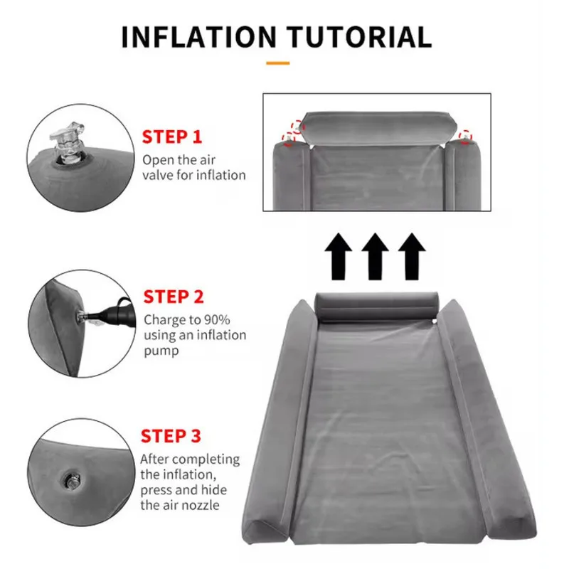 Three Sides PVC Plush Raised Durable Inflatable Bed Rails Crib Guard Children's Sleep Safety Slip Bed Edge Anti Drop Railing