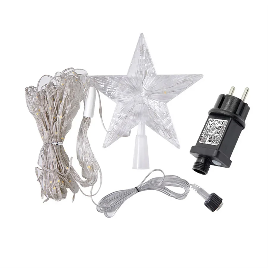 9 fili 3M LED stella di Natale stringa lucine con stella Topper cascata fata luce natalizia appesa scintillante ghirlanda di luce