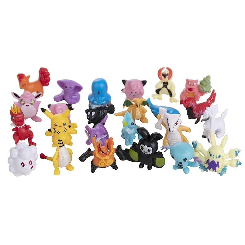 24-144pcs Pokemon Action Figure Pikachu Anime Model 2-3CM Sier Decoratie Mini Model Pop Speelgoed kinderen Kerstcadeaus