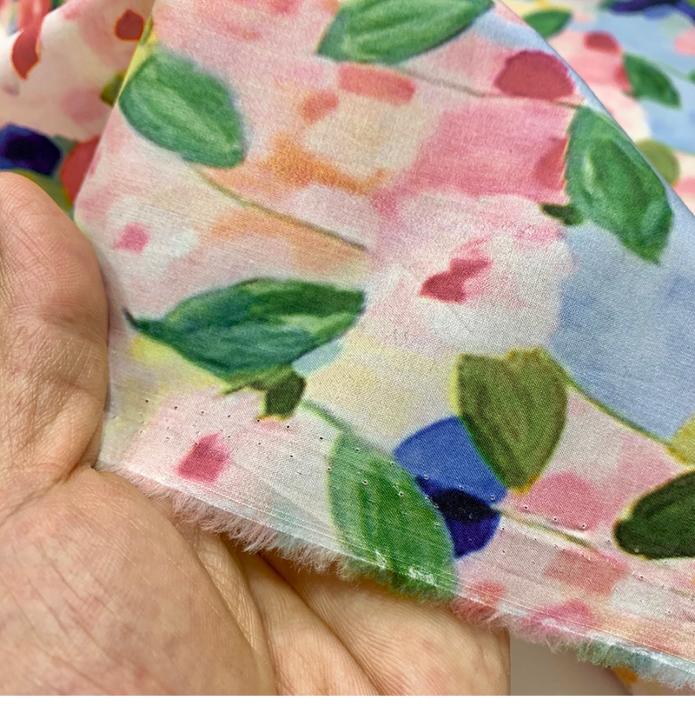 ผ้าฝ้ายป๊อปลินพิมพ์ลายดอกไม้และต้นไม้ขนาด145X50ซม. แบบ DIY ใช้ในการเย็บชุดเดรสและกระโปรงของเด็ก