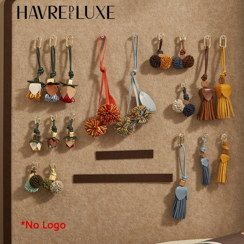 Leather Bag charm flower tassel ball pendant luxury fashion high-grade lychee flower car pendant decoration bag accessories