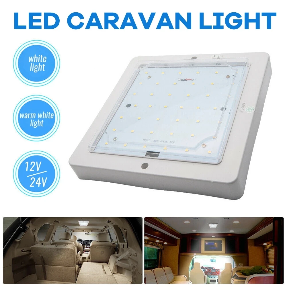 1 unidad de 9W 12V para coche, caravana, RV, LED, techo, lámpara Interior, luz de techo, Motor, hogares, camiones, caravanas, autobuses, barcos, luz de techo cuadrada