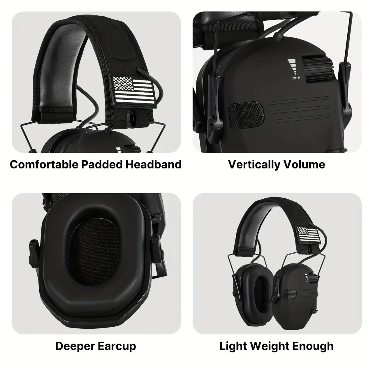 Shooting Hunting Electronic Earmuffs Active Noise Cancelling Protect Hearing Tactical Headset NRR22 EMI Filtering Sound Amplify