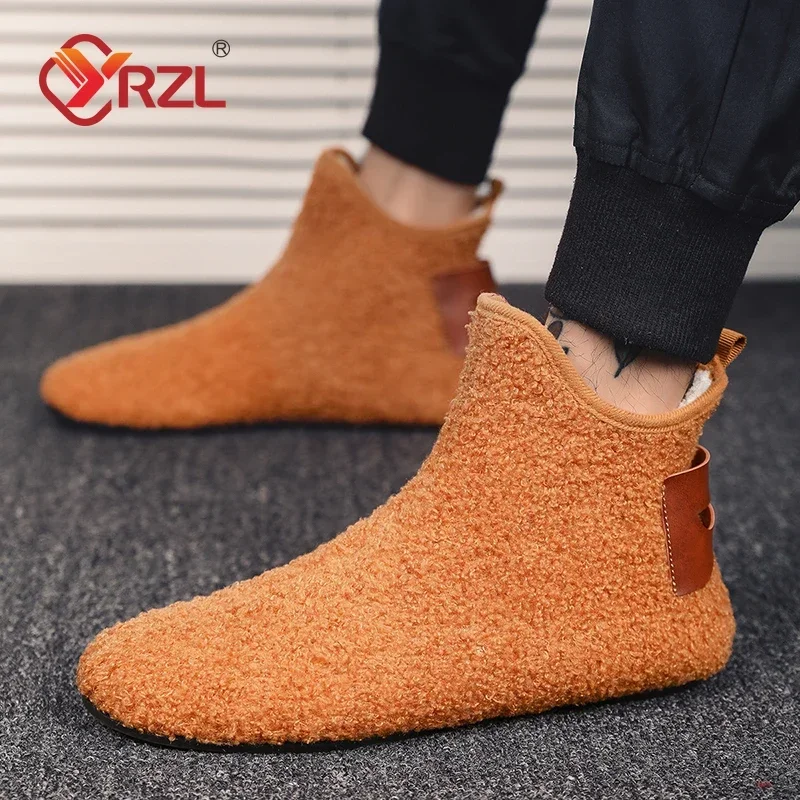 YRZL Winter Baumwolle Schuhe Männer High Top Warm Slip auf Leichte Hausschuhe Männer Plüsch Innen Baumwolle Loafer Männer Winter Warme Schuhe