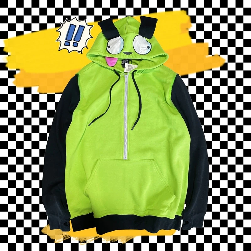 อะนิเมะ Invader คอสเพลย์เครื่องแต่งกาย Alien Zim Hoodies เสื้อแจ็คเก็ต Hooded Zip Up Pullovers เสื้อหูฮาโลวีน
