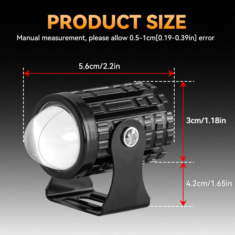 Faróis de led para motocicleta, holofotes auxiliares, mini projetor, luz de neblina, lâmpada frontal de condução, universal, cor dupla, acessórios para moto