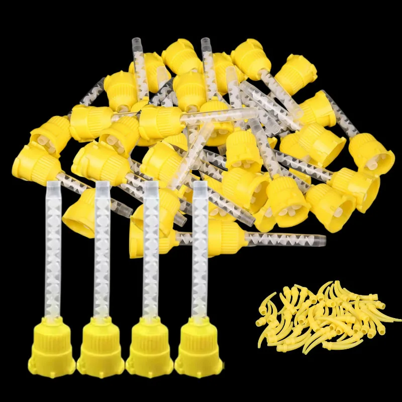 50/100 stücke Dental Mischen Tipps Einweg Düsen Rohre Kopf Abdruck Materialien Silikon Gummi Förderung Zahnmedizin Labor Produkte