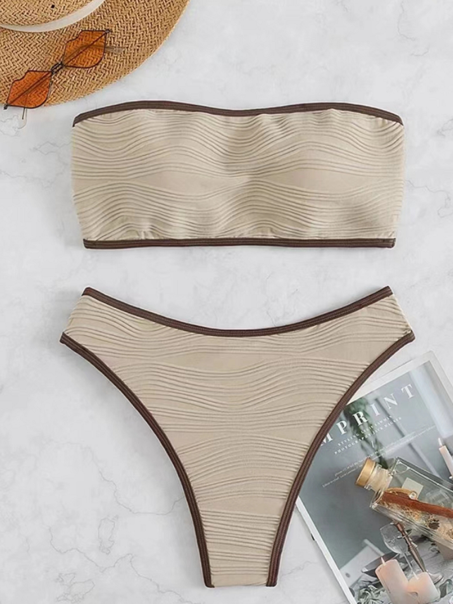 2023 Vrouwen Sexy String Badpak Push Up Badmode Contrast Binding Bandeau Bikini Vrouwelijke Badpak Zwemmen Zomer Beachwear