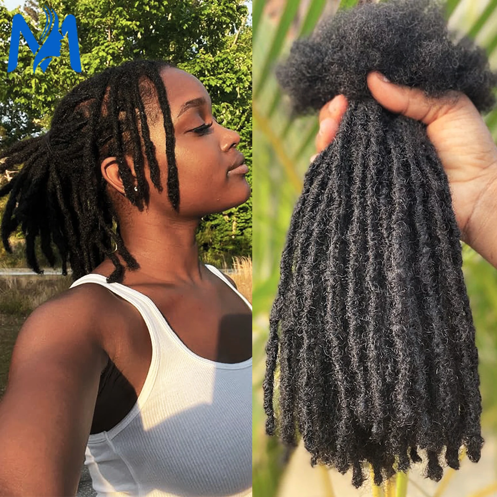 Extensão dreadlock cabelo humano 0.6cm de espessura 8 Polegada locs permanentes feitos à mão completos podem ser tingidos e descorados para mulheres e homens