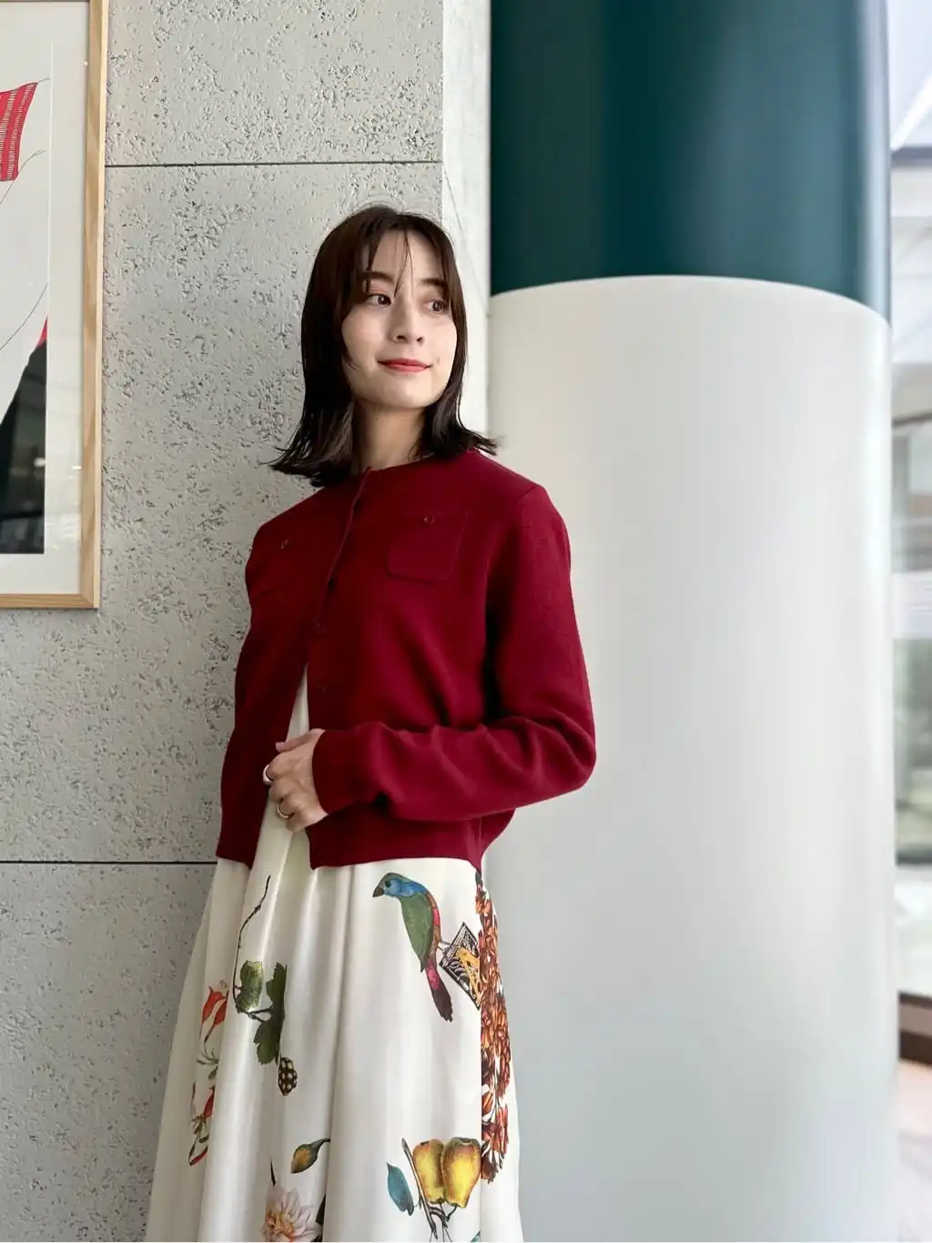 Novo Estilo Outono Inverno Cardigan F de Lã Tricotado com Gola Redonda Produto Genuíno Crimento Curto Manga Longa G...