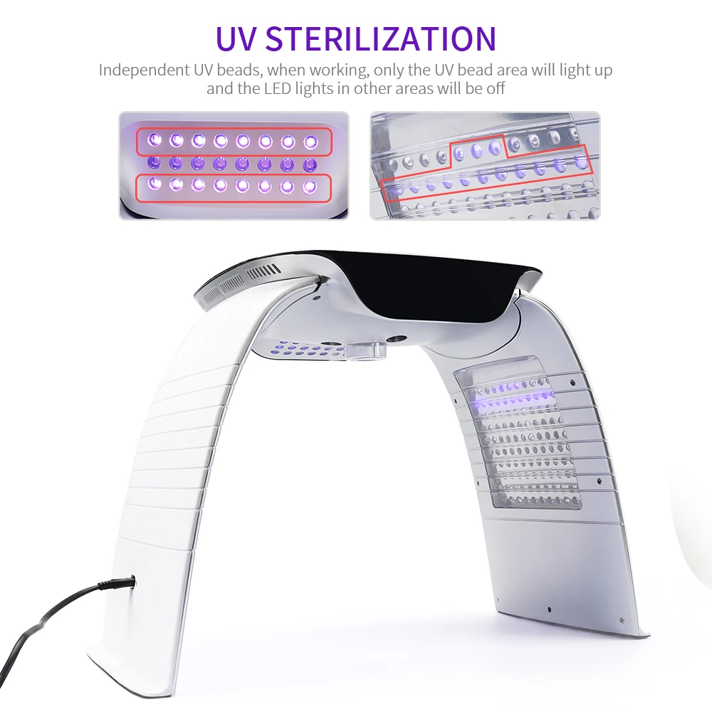 4-IN-1 LED Photon Machine Salon 8 LED Colors Mask Cold Nano Spray Moisturizing Hot Compress UV Light Absorb Ca+ SkinRejuvenation
