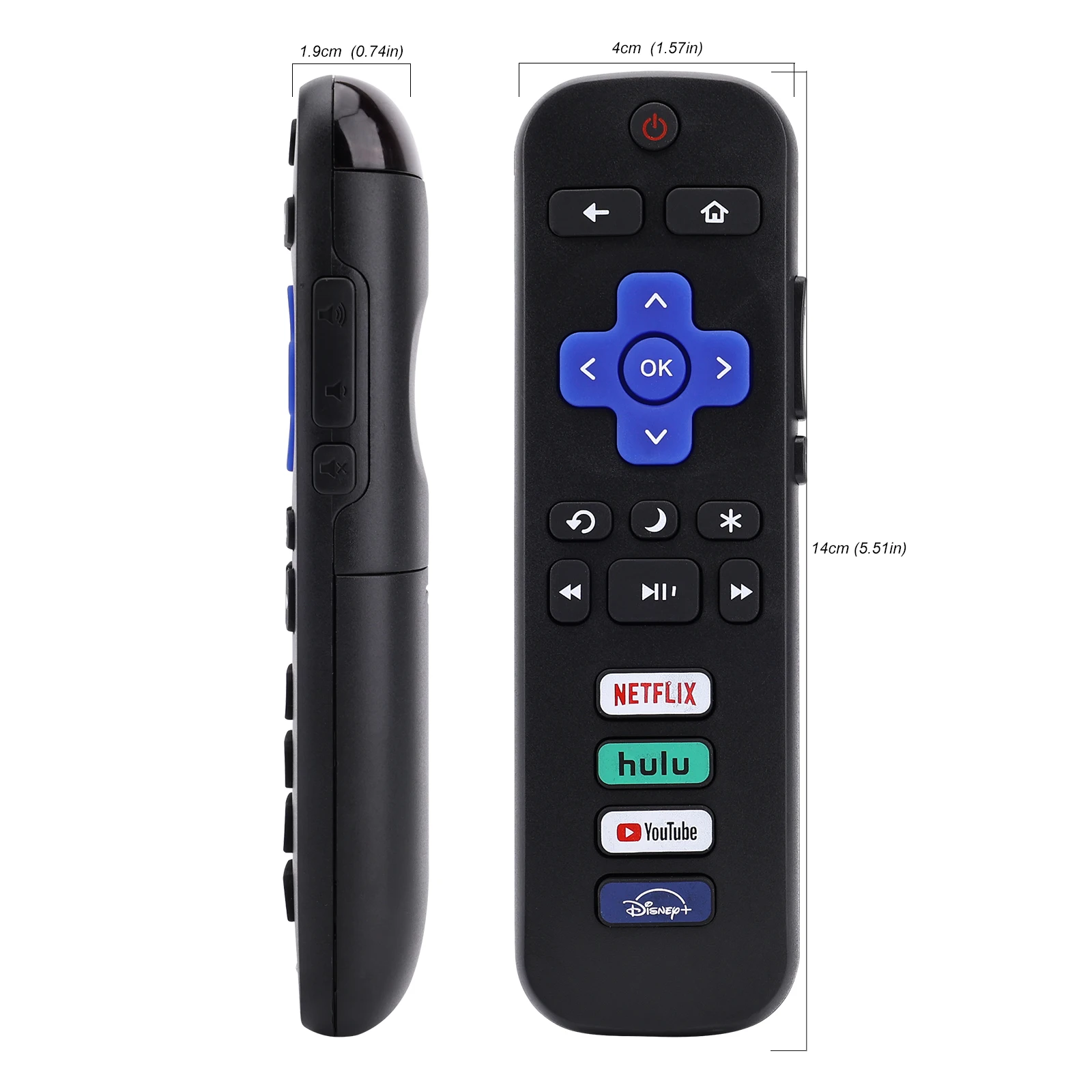 Roku-TV-Ersatzfernbedienung für TCL Roku/Hisense Roku/Onn Roku/Philips Roku Smart TV (nicht für Roku Stick und Box)
