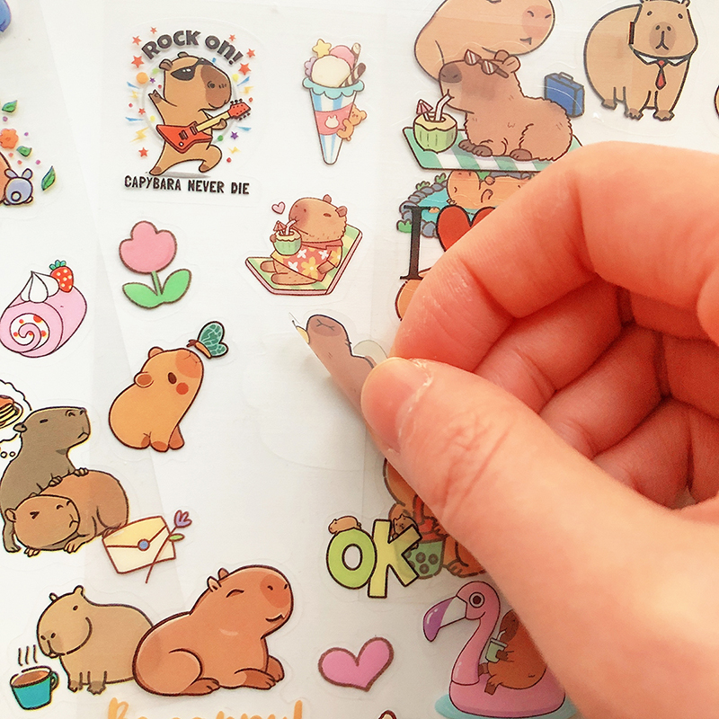 Kawaii เครื่องเขียนน่ารัก Capybara สติกเกอร์โรงเรียนไดอารี่ตกแต่ง Scrapbooking Journal Sketchbook สติกเกอร์ความงาม
