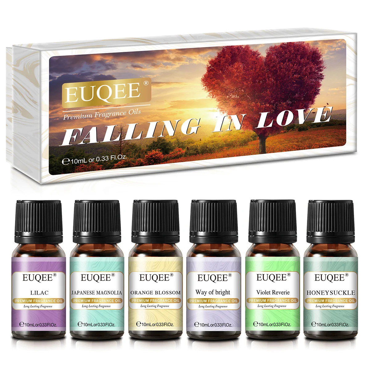 EUQEE 6pcs Fragrance Oils Set 10ml Aroma Oil Gift Box For Humidifier Diffuser Candle Soap Making Air Freshener
