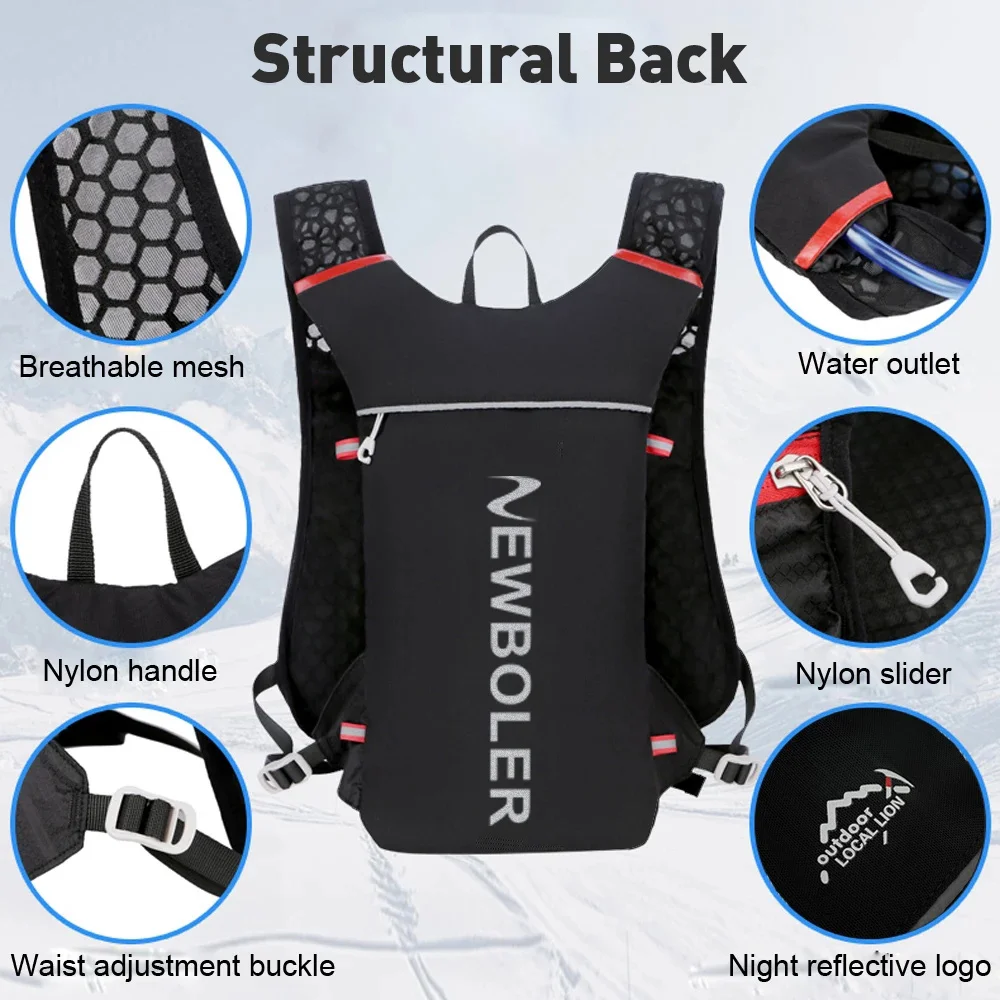Mochila ultraligera para correr de 5L, chaleco de hidratación para correr y rastro, mochila para correr en bicicleta, bolsa de 500ml, matraz blando de 2L