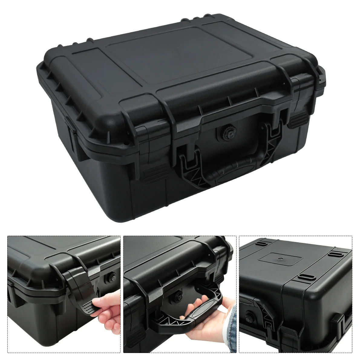 1 Waterproof Heavy-duty Protective Toolbox with Pre Cut Sponge Inserts - Durable Plastic, Shockproof Equipment Storage Box