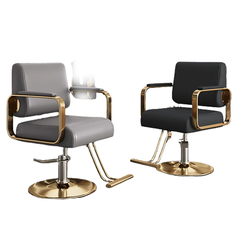 ChimBarbershop-Chaise de barbier dorée personnalisée, meuble de salon de beauté